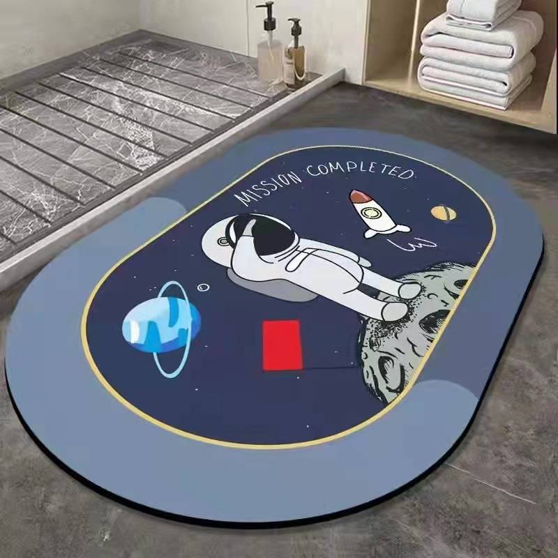 Diatom Ooze Cushion Toilet Absorbent Mat Toilet Door Non-Slip Foot Mats Quick-Drying Toilet Bathroom Mats Oval