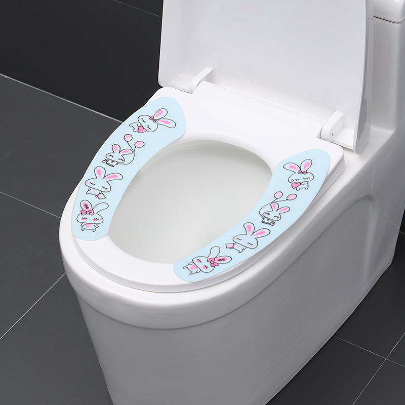 Adhesive Universal Happy Day Washable Cartoon Toilet Seat Cover Pad Warm Thickened Electrostatic Toilet Seat Closestool Cushion