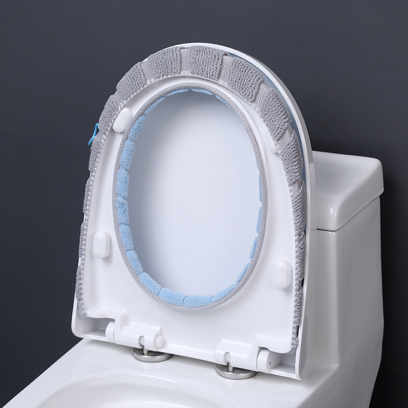 New Toilet Cushion Seat Cushion Universal Plush Toilet Seat Cover Autumn and Winter Warm Toilet Seat Cover Cute Knitting Handle Toilet Mat