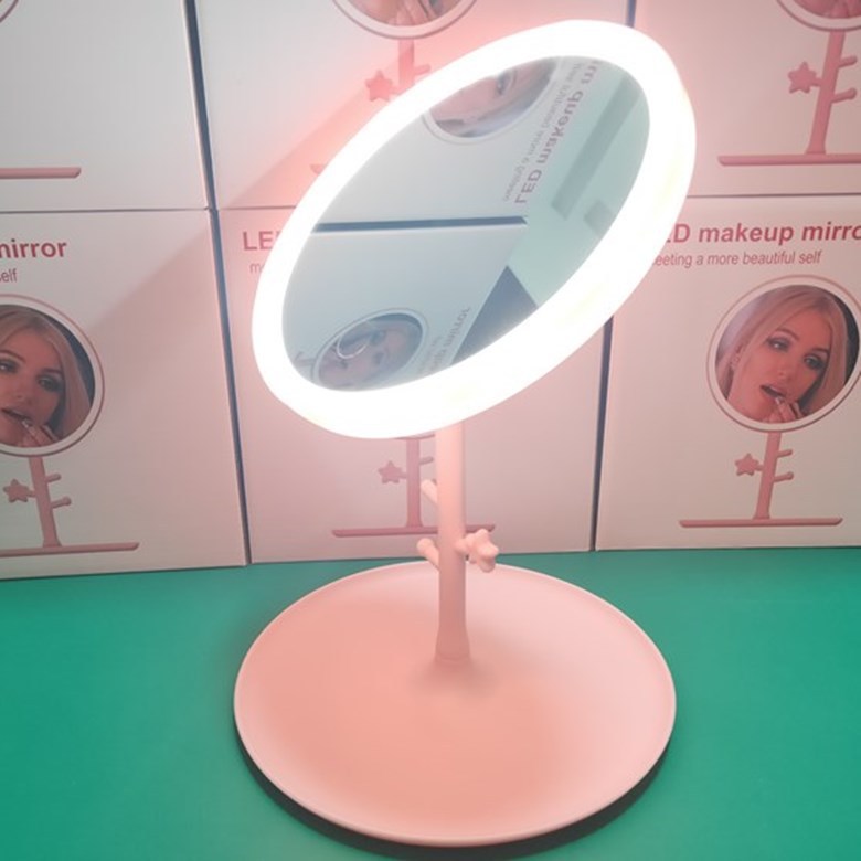 USB Charging LED Make-up Mirror Desk Lamp Makeup Mirror Light Included Desktop Dressing Mirror Girl&#039;s Net Red Portable Mirror Desk Lamp