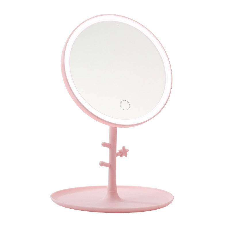 USB Charging LED Make-up Mirror Desk Lamp Makeup Mirror Light Included Desktop Dressing Mirror Girl&#039;s Net Red Portable Mirror Desk Lamp