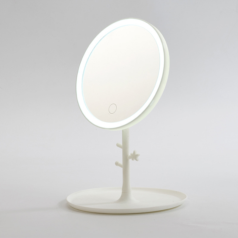 USB Charging LED Make-up Mirror Desk Lamp Makeup Mirror Light Included Desktop Dressing Mirror Girl&#039;s Net Red Portable Mirror Desk Lamp