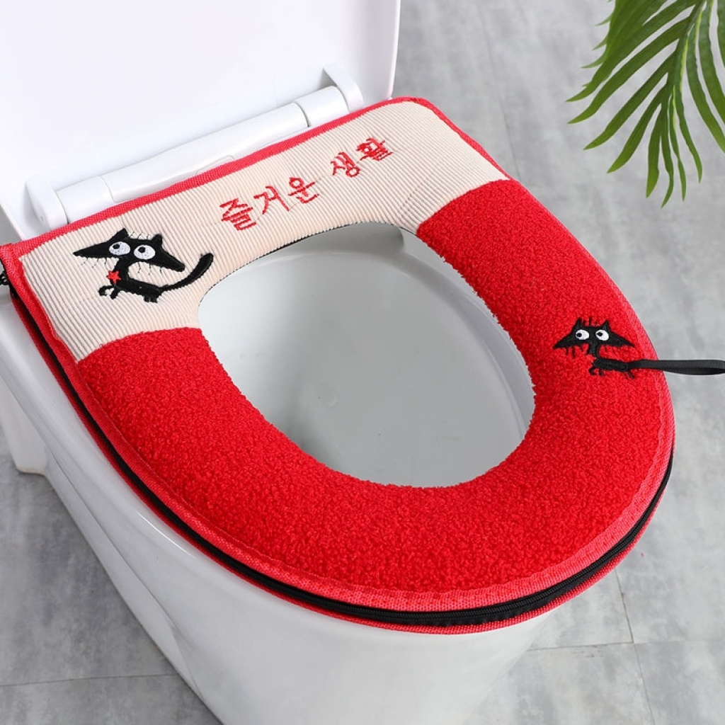 X64-0304 Embroidered Kitten Thickened Toilet Pad Household Winter Toilet Seat Cushion Cartoon Plush Zipper X64-0304 Embroidered Kitten Thickened Toilet Pad Household Winter Toilet Seat Cushion Cartoon Plush Zipper