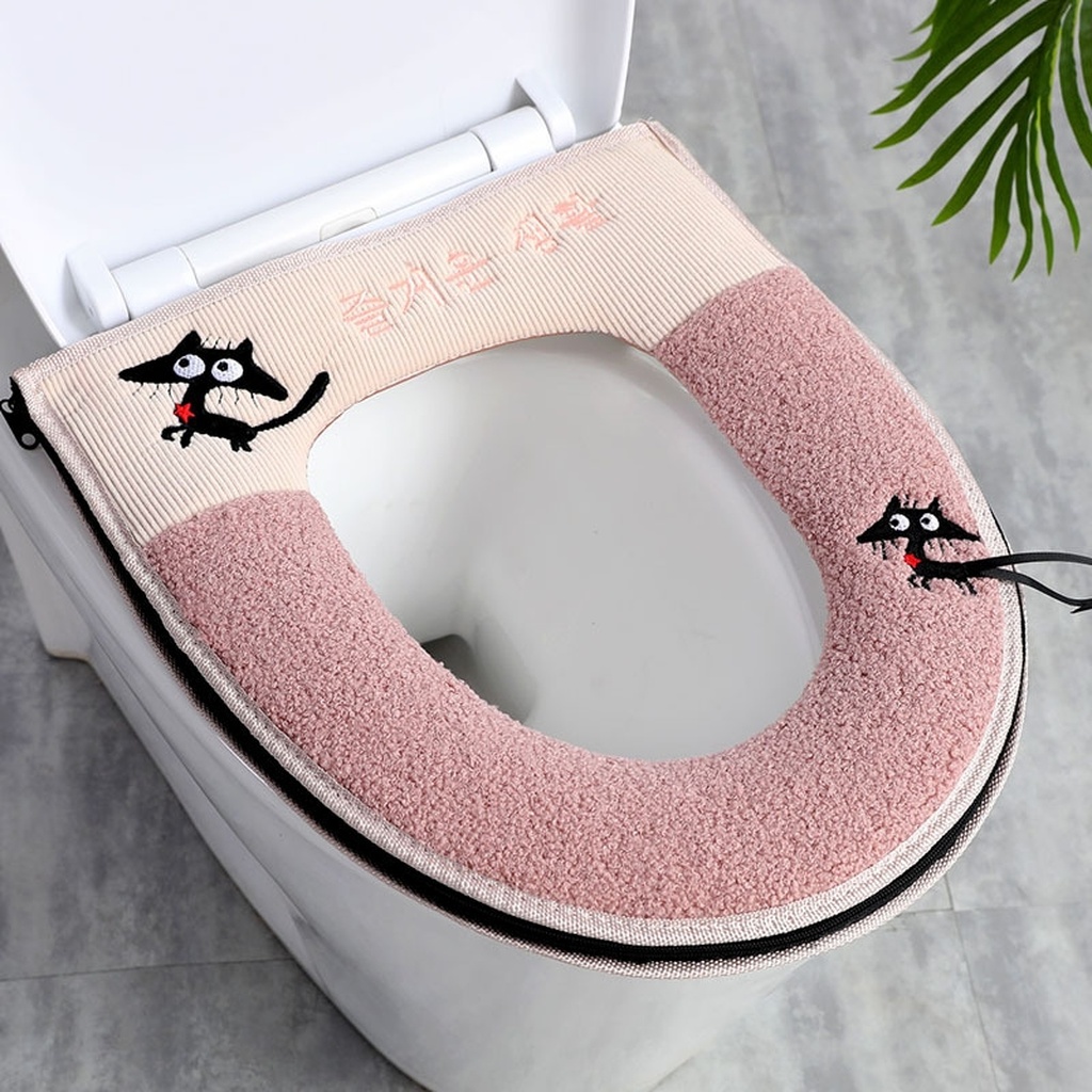 X64-0304 Embroidered Kitten Thickened Toilet Pad Household Winter Toilet Seat Cushion Cartoon Plush Zipper X64-0304 Embroidered Kitten Thickened Toilet Pad Household Winter Toilet Seat Cushion Cartoon Plush Zipper