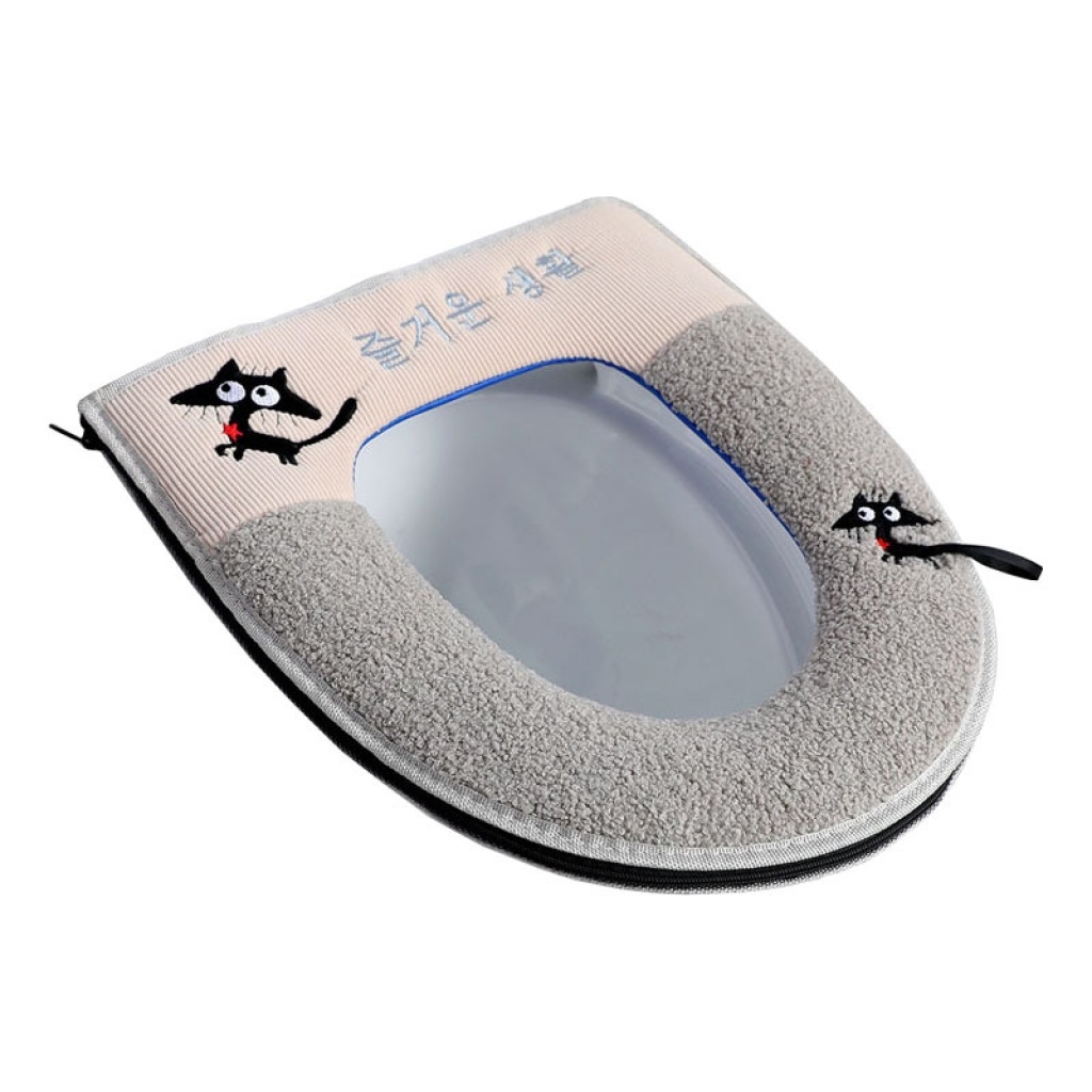 X64-0304 Embroidered Kitten Thickened Toilet Pad Household Winter Toilet Seat Cushion Cartoon Plush Zipper X64-0304 Embroidered Kitten Thickened Toilet Pad Household Winter Toilet Seat Cushion Cartoon Plush Zipper
