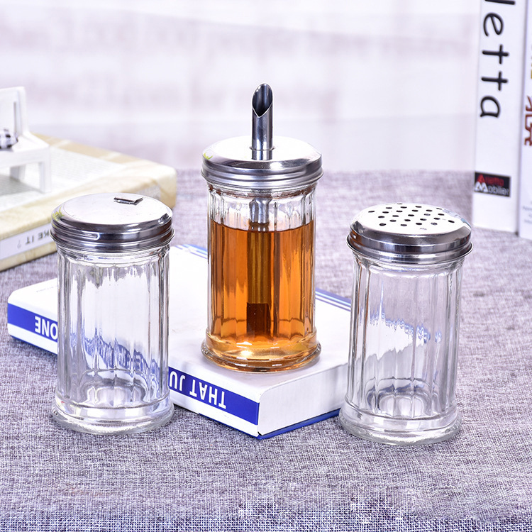 Fashion Simple Vertical Pattern Kitchen Glass Seasoning Bottle Spice Jar Sealed Moisture-Proof Household Multi-Functional Seasoning Bottle