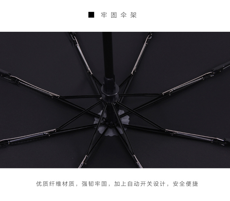 Accordion Insert Rain Umbrella Custom Logo Automatic Gift Umbrella Men and Women Business Sunny Rain Umbrella