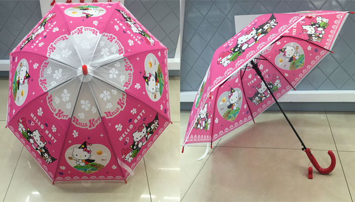 Cartoon children umbrella straight rod plastic green umbrella factory direct wholesale umbrella factory