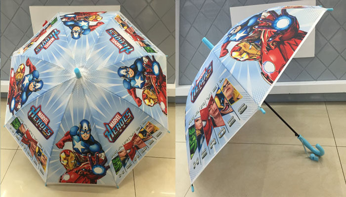 Cartoon children umbrella straight rod plastic green umbrella factory direct wholesale umbrella factory