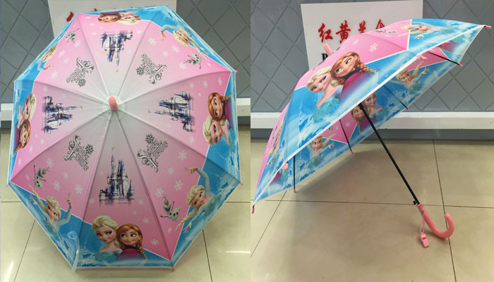 Cartoon children umbrella straight rod plastic green umbrella factory direct wholesale umbrella factory