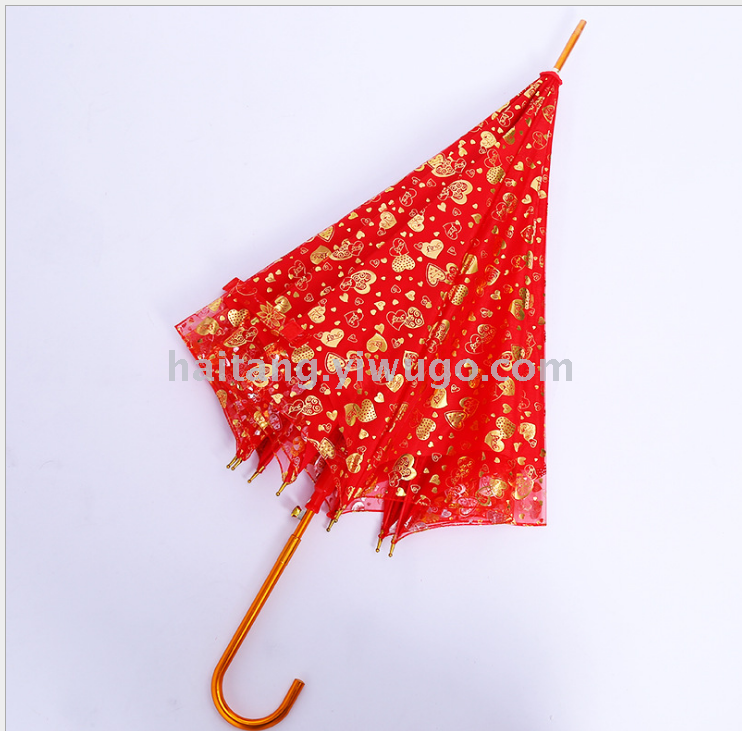 Factory Long Handle Red Wedding Umbrella Wedding Double-Layer Heart Print Umbrella Wedding Embroidered Bridal Umbrella Wholesale