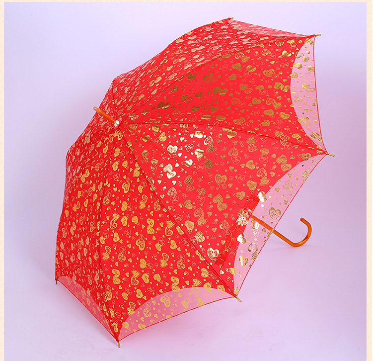 Factory Long Handle Red Wedding Umbrella Wedding Double-Layer Heart Print Umbrella Wedding Embroidered Bridal Umbrella Wholesale Factory Long Handle Red Wedding Umbrella Wedding Double-Layer Heart Print Umbrella Wedding Embroidered Bridal Umbrella Wholesale