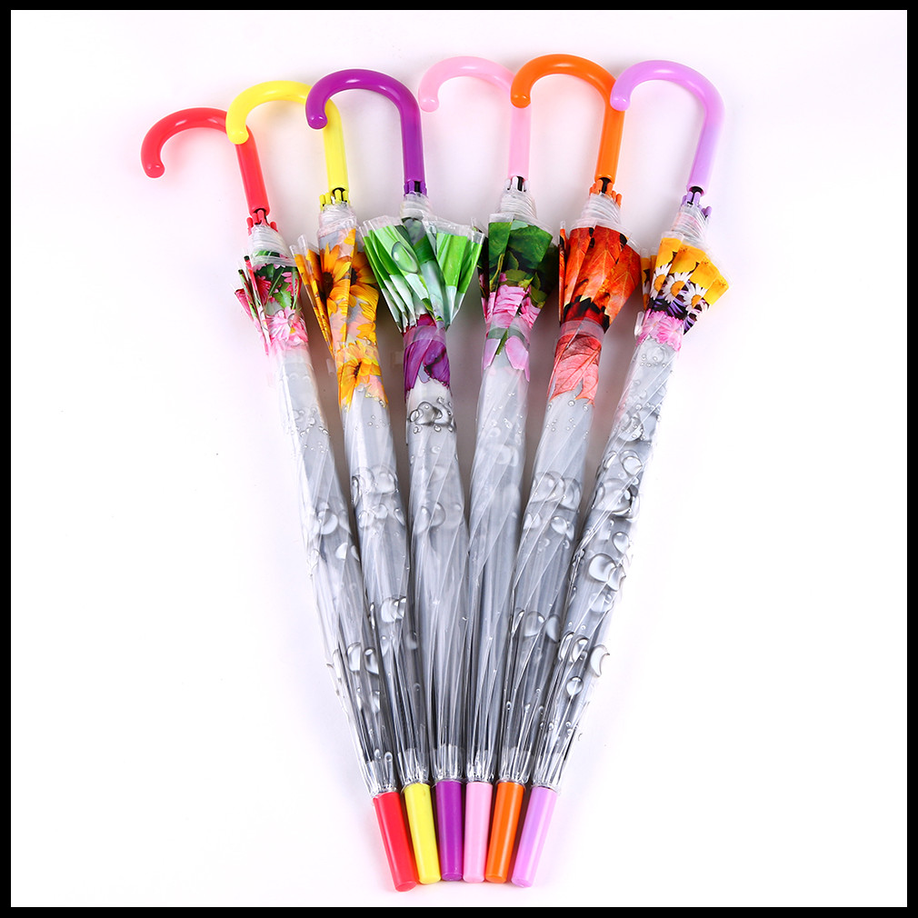 New Sunscreen Umbrella Hand-Painted Flowers Portable Folding Student Transparent Umbrella Illustration Straight Handle Umbrella New Sunscreen Umbrella Hand-Painted Flowers Portable Folding Student Transparent Umbrella Illustration Straight Handle Umbrella