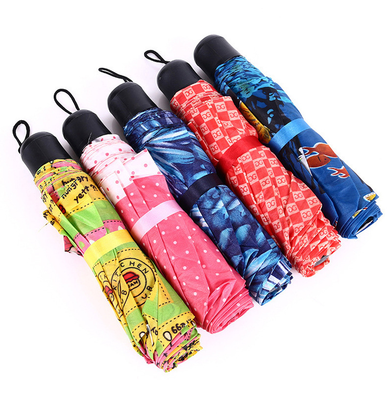 Umbrella Super Mini Triple Folding Umbrella Checkered Umbrella Plain Color Umbrella Sun Umbrella Foreign Trade Umbrella