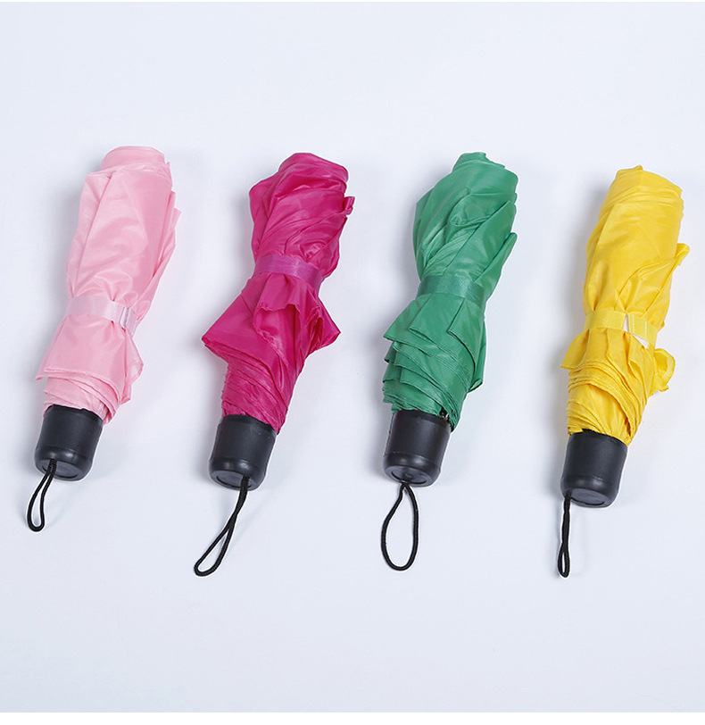 Umbrella Super Mini Triple Folding Umbrella Checkered Umbrella Plain Color Umbrella Sun Umbrella Foreign Trade Umbrella