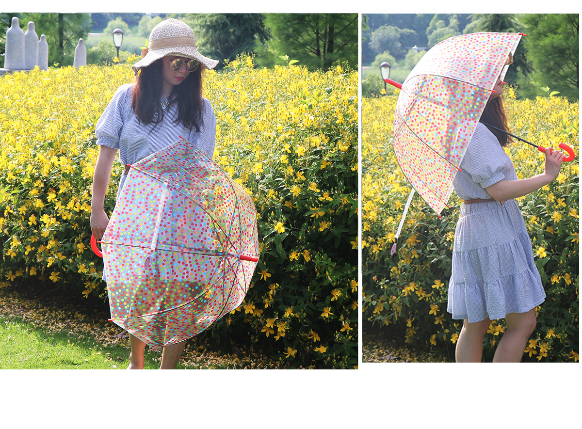 RST022 dot umbrella long handle transparent umbrella straight handle umbrella wholesale