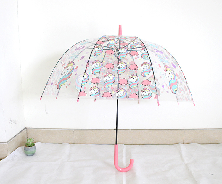 Japanese Transparent umbrella Female Korean little Fresh student unicorn Adult children Cute Cartoon umbrella with long handle
