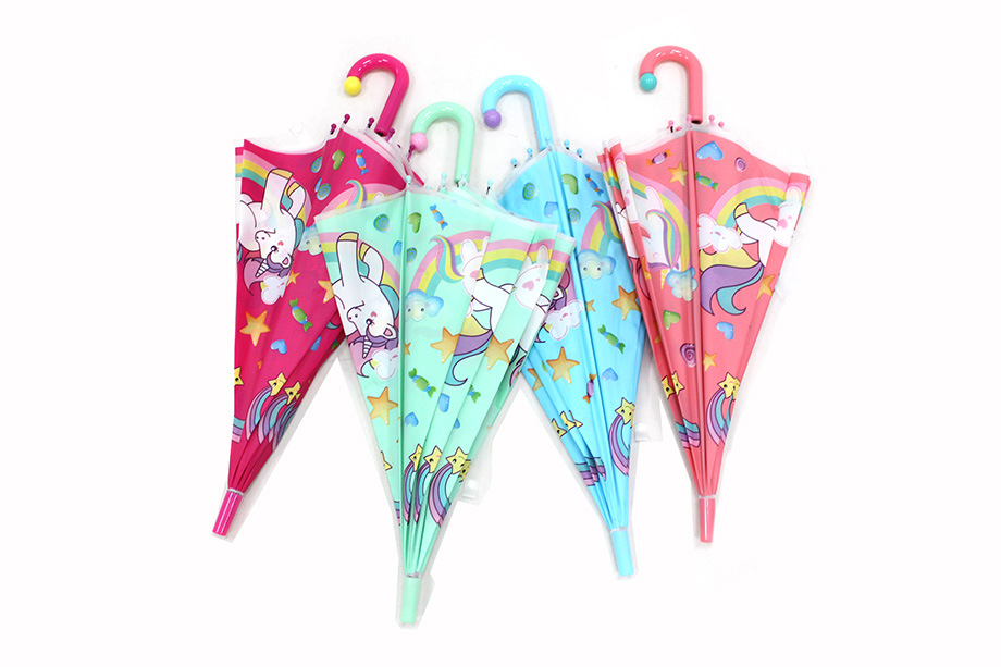 Japanese Transparent umbrella Female Korean little Fresh student unicorn Adult children Cute Cartoon umbrella with long handle