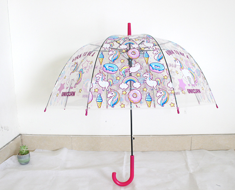 Japanese Transparent umbrella Female Korean little Fresh student unicorn Adult children Cute Cartoon umbrella with long handle Japanese Transparent umbrella Female Korean little Fresh student unicorn Adult children Cute Cartoon umbrella with long handle