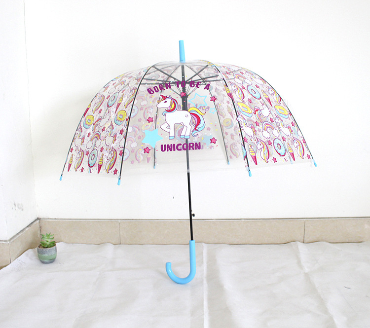 Japanese Transparent umbrella Female Korean little Fresh student unicorn Adult children Cute Cartoon umbrella with long handle