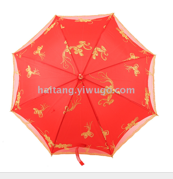 Chinese Style Vintage Bridal Red Umbrella Wedding Lace Wedding Umbrella Wedding Phoenix Yufei Auspicious Embroidered Bridal Umbrella Wholesale