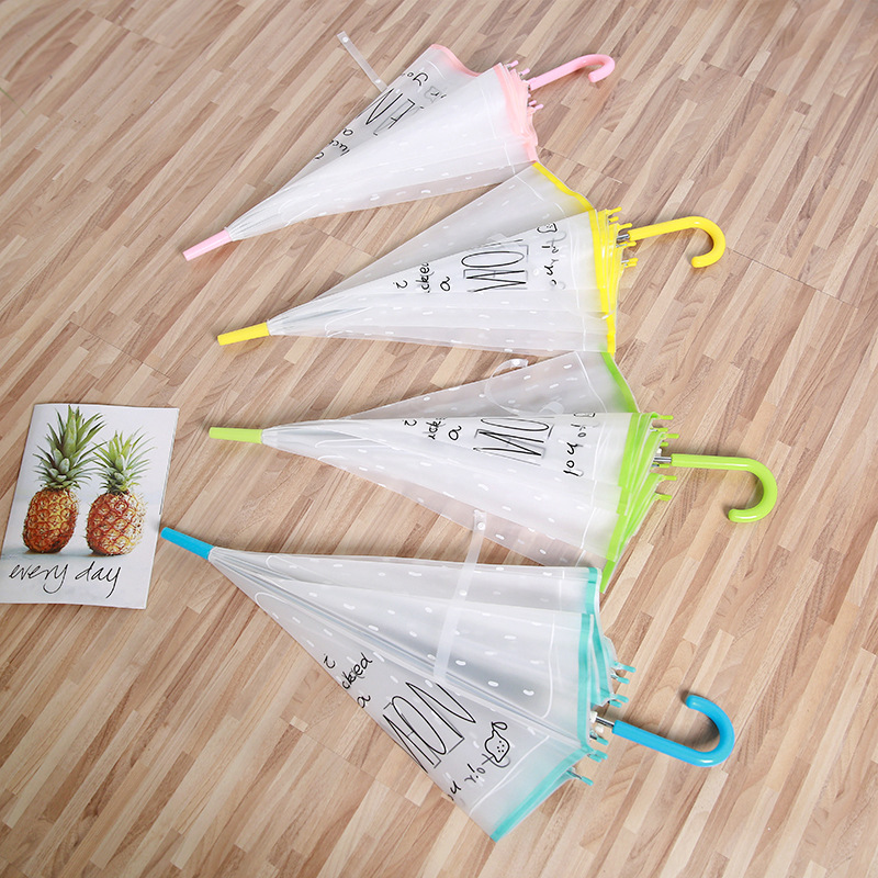 Creative lemon frosted translucent umbrella environmental protection, long handle transparent umbrella color vertical bar automatic rain advertising umbrella