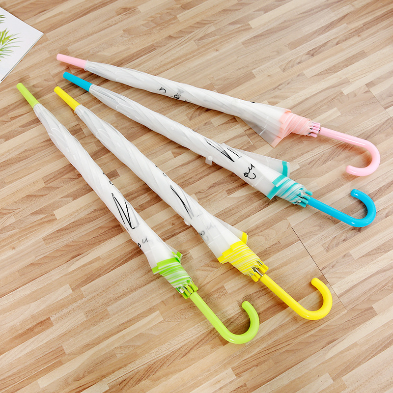 Creative lemon frosted translucent umbrella environmental protection, long handle transparent umbrella color vertical bar automatic rain advertising umbrella Creative lemon frosted translucent umbrella environmental protection, long handle transparent umbrella color vertical bar automatic rain advertising umbrella
