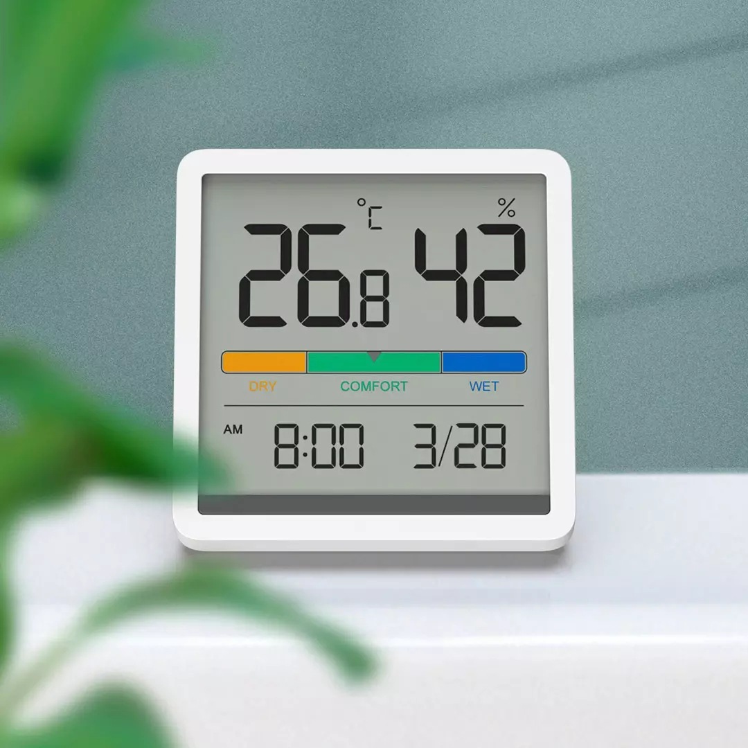 Household Bedroom Baby Room Digital Display Precision Rice Static Temperature and Humidity Clock Testing Meter