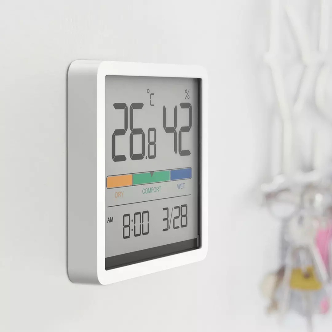 Household Bedroom Baby Room Digital Display Precision Rice Static Temperature and Humidity Clock Testing Meter