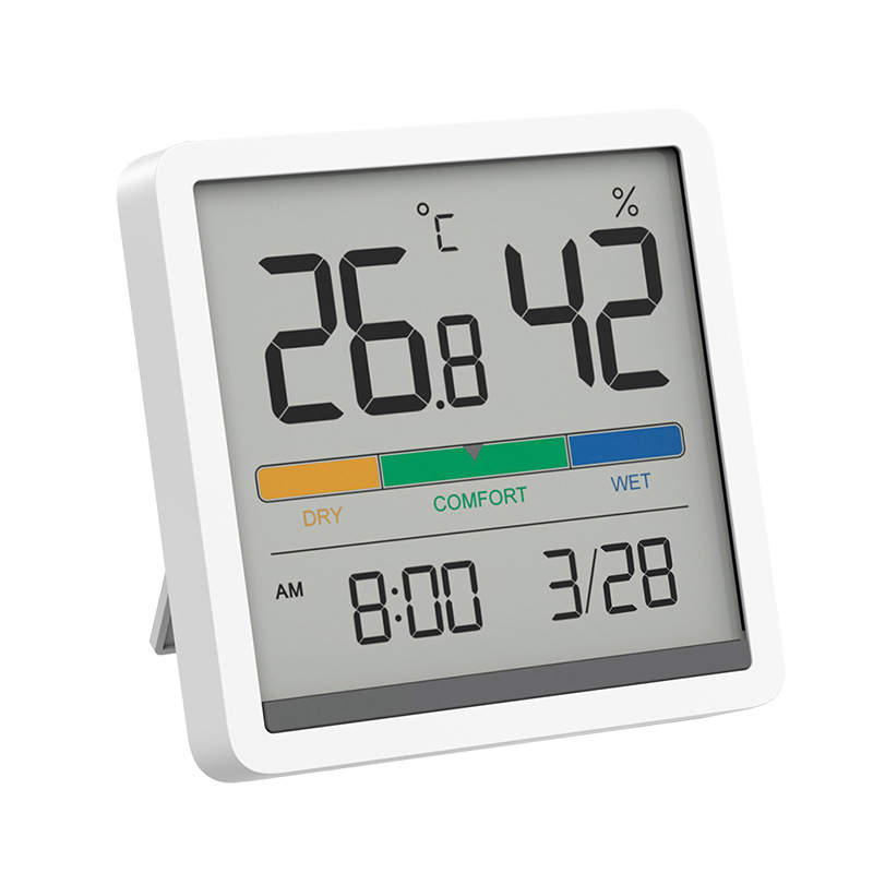 Household Bedroom Baby Room Digital Display Precision Rice Static Temperature and Humidity Clock Testing Meter