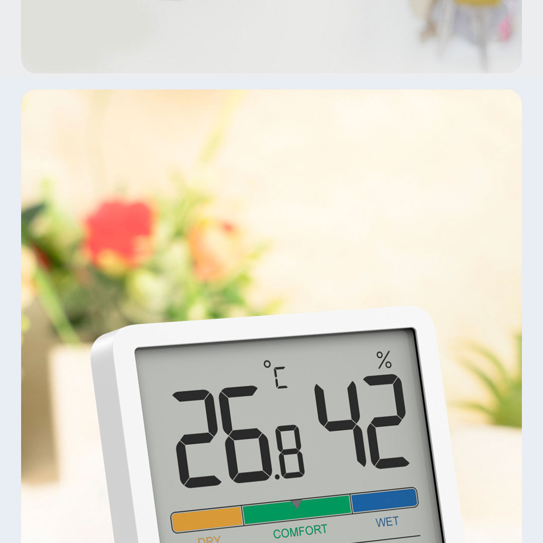 Household Bedroom Baby Room Digital Display Precision Rice Static Temperature and Humidity Clock Testing Meter