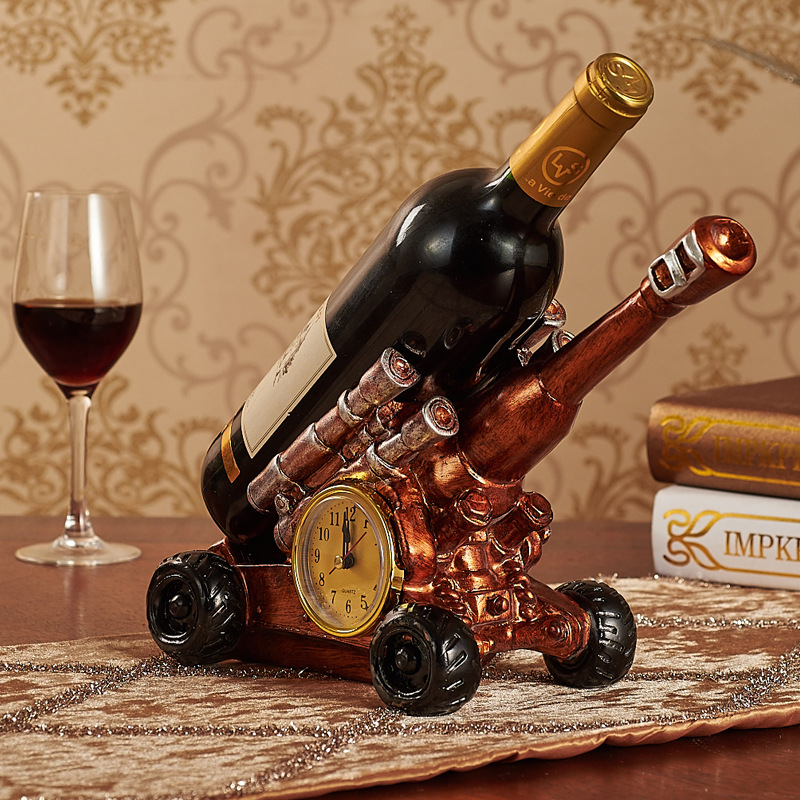 Resin Crafts European Red Wine Cannon Decoration Wine Cabinet Decoration Clock Decoration