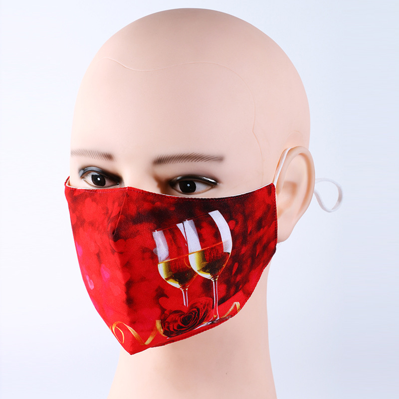 Valentine&#039;s Day Mask Couple Adult Cotton Mask Dustproof Washable Washable PM2.5 Filter Cloth Mask Customizable
