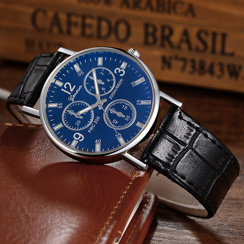 Popular AliExpress Watch Three-Eye Belt Men's Business Gifts Fashion Clock Hot Sale Men's Quartz Watch Factory Wholesale