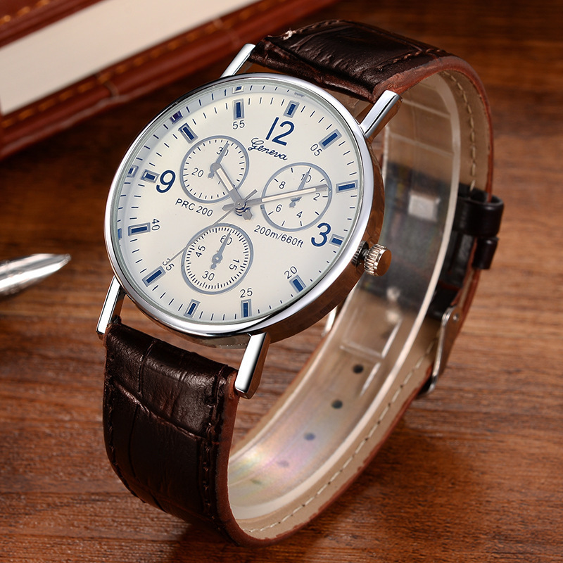Popular AliExpress Watch Three-Eye Belt Men's Business Gifts Fashion Clock Hot Sale Men's Quartz Watch Factory Wholesale