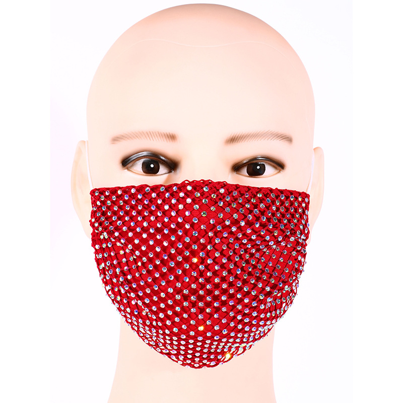New Mesh Hollow Dust Mask Hot Drilling Internet Celebrity Star Voile Swarovski Diamond Mask Light Diamond Colorful Crystals Fashion Mask