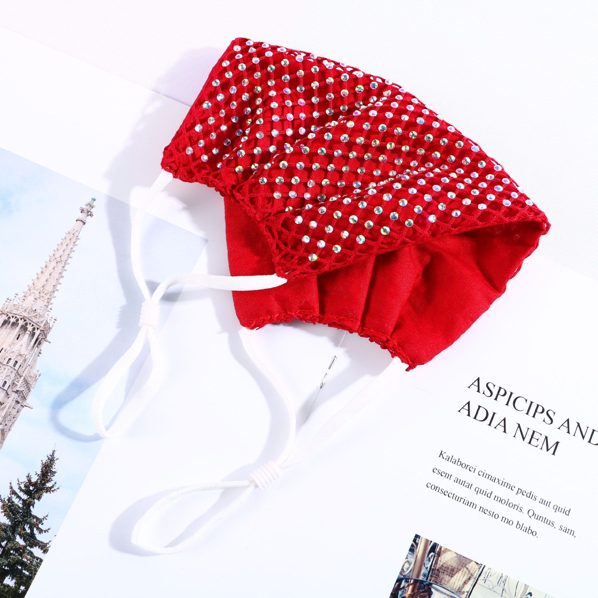 New Mesh Hollow Dust Mask Hot Drilling Internet Celebrity Star Voile Swarovski Diamond Mask Light Diamond Colorful Crystals Fashion Mask