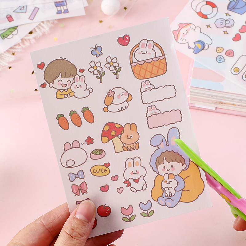 Cute Cartoon Sticker Set Girl Heart Character Journal Decoration Sticker Material Kindergarten Student Stationery Gifts