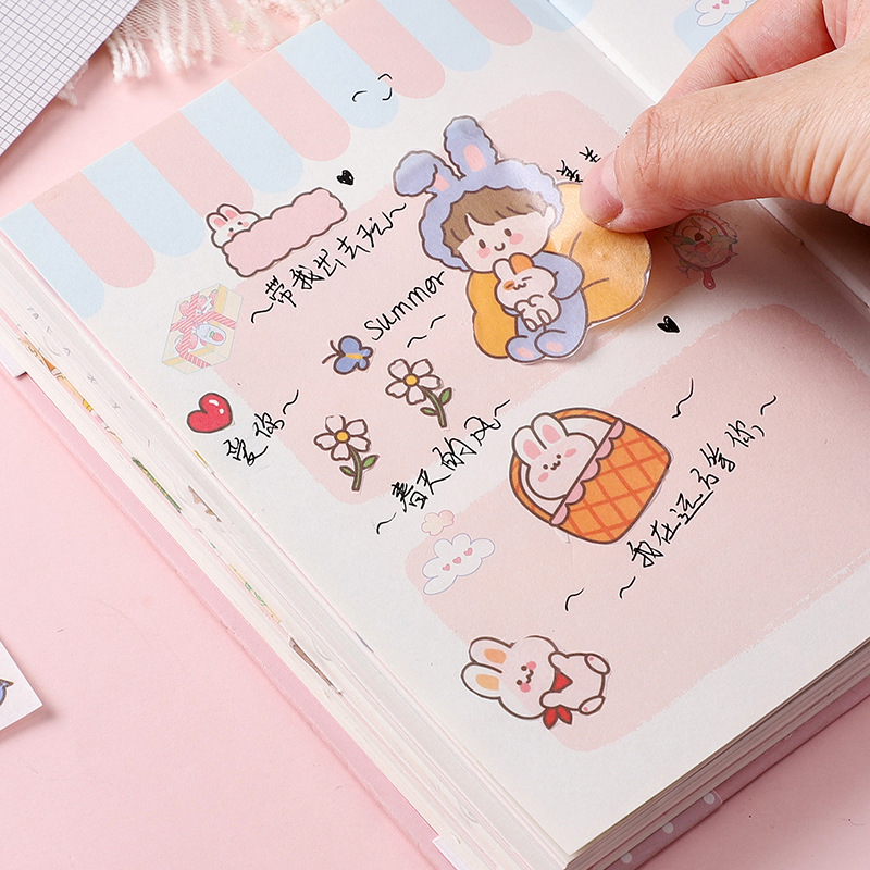 Cute Cartoon Sticker Set Girl Heart Character Journal Decoration Sticker Material Kindergarten Student Stationery Gifts