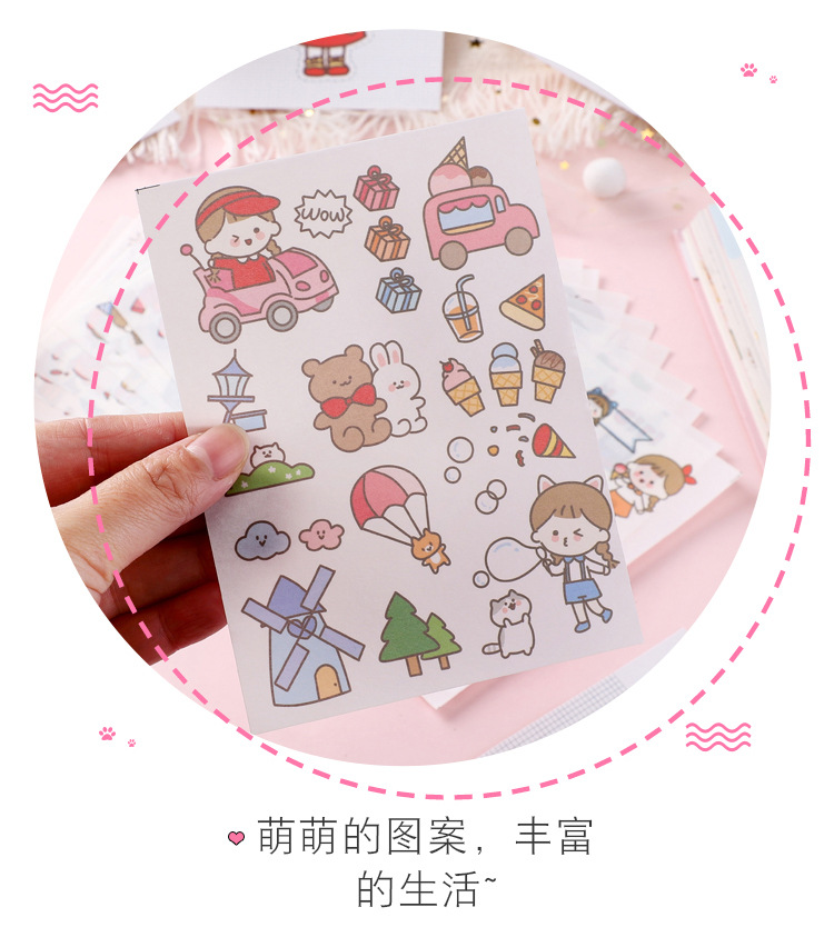 Cute Cartoon Sticker Set Girl Heart Character Journal Decoration Sticker Material Kindergarten Student Stationery Gifts