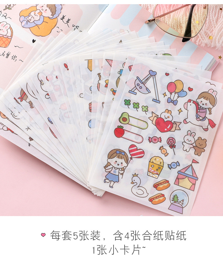 Cute Cartoon Sticker Set Girl Heart Character Journal Decoration Sticker Material Kindergarten Student Stationery Gifts