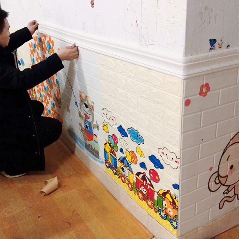 Waterproof Self-Adhesive 3D 3D Skirting Line Wall Sticker TV Background Wall Frame Edge Banding Foam Waistline Decoration Sticker