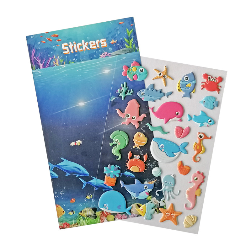 Ocean World Cartoon Cute Decorative Stickers Rich Happy Cartoon Label Cute New Year Decoration Stickers Bubble Sticker