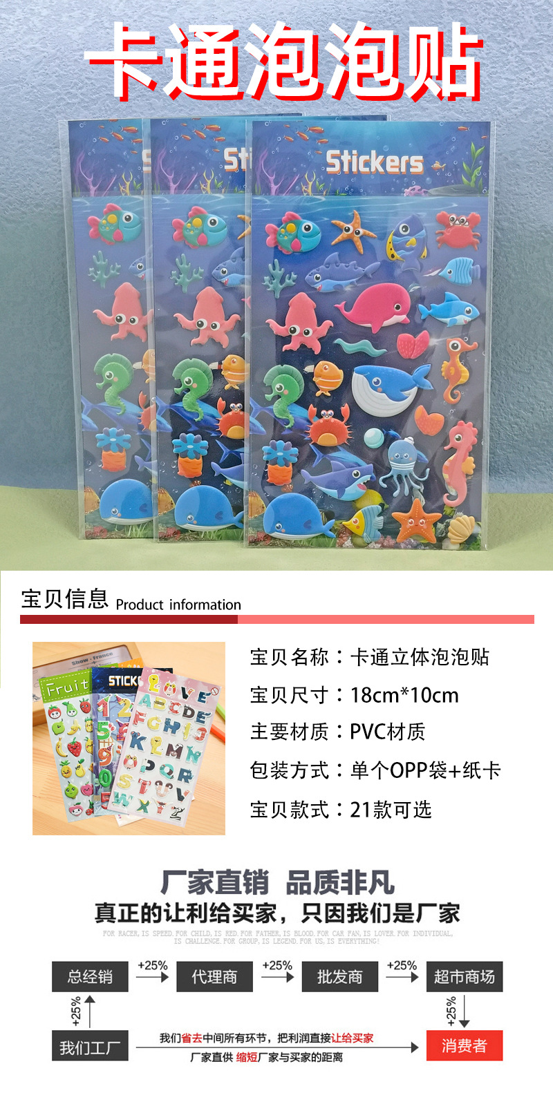 Ocean World Cartoon Cute Decorative Stickers Rich Happy Cartoon Label Cute New Year Decoration Stickers Bubble Sticker