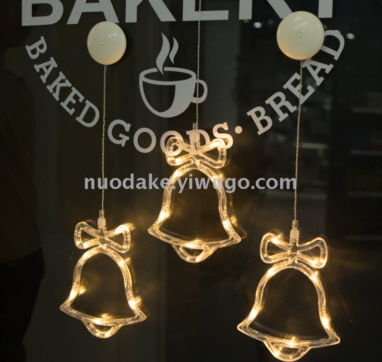 Led Christmas lights Christmas bell room window decorative lights five-pointed star suction cup lights holiday lights