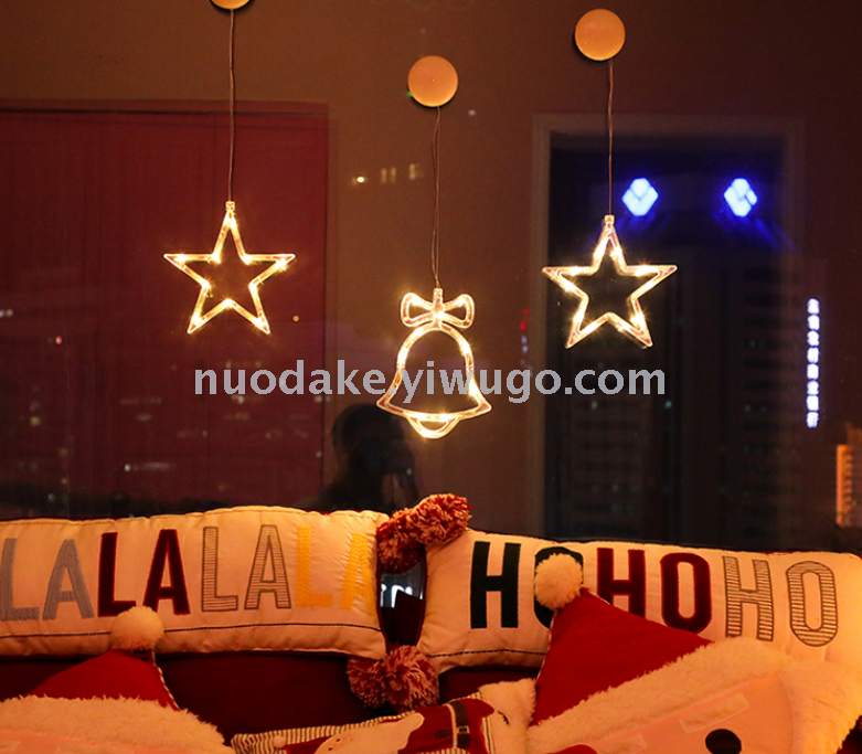 Led Christmas lights Christmas bell room window decorative lights five-pointed star suction cup lights holiday lights