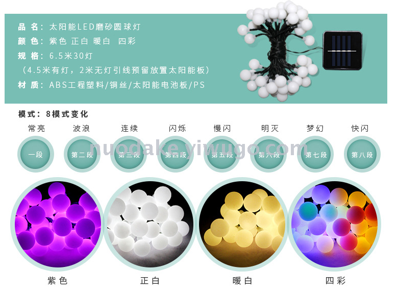 Milky white round solar string solar Christmas lights outdoor courtyard waterproof lighting decorative atmosphere lights Milky white round solar string solar Christmas lights outdoor courtyard waterproof lighting decorative atmosphere lights