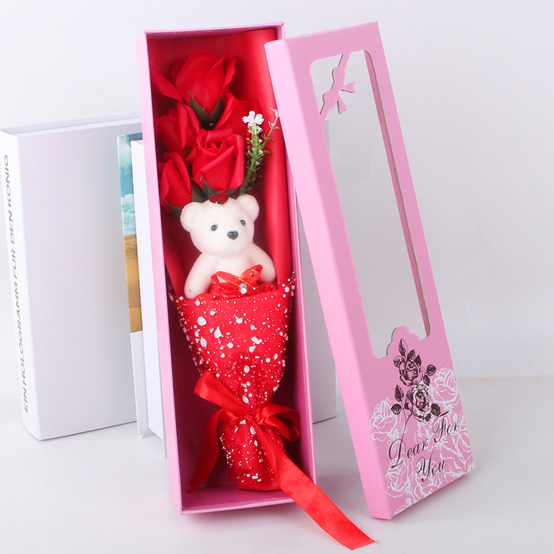 Sanba Mother&#039;s Day Soap Rose 5 Flowers Bear Soap Flower Valentine&#039;s Day Promotion Christmas Gift