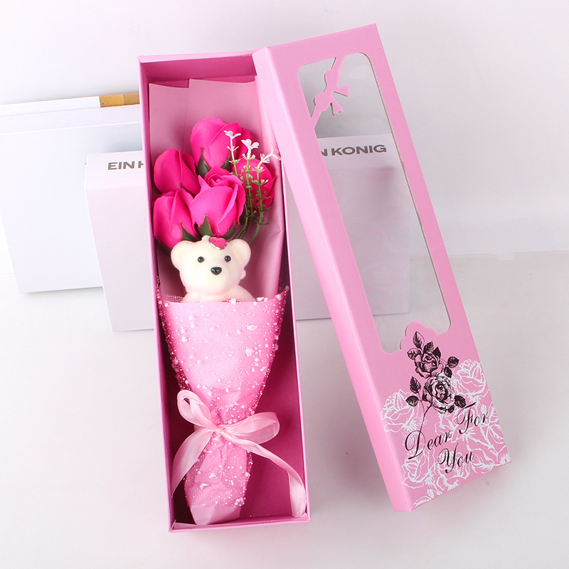 Sanba Mother&#039;s Day Soap Rose 5 Flowers Bear Soap Flower Valentine&#039;s Day Promotion Christmas Gift