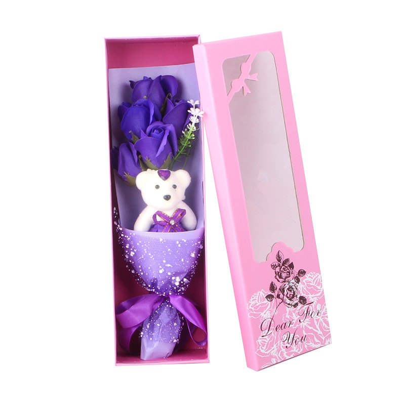 Sanba Mother&#039;s Day Soap Rose 5 Flowers Bear Soap Flower Valentine&#039;s Day Promotion Christmas Gift